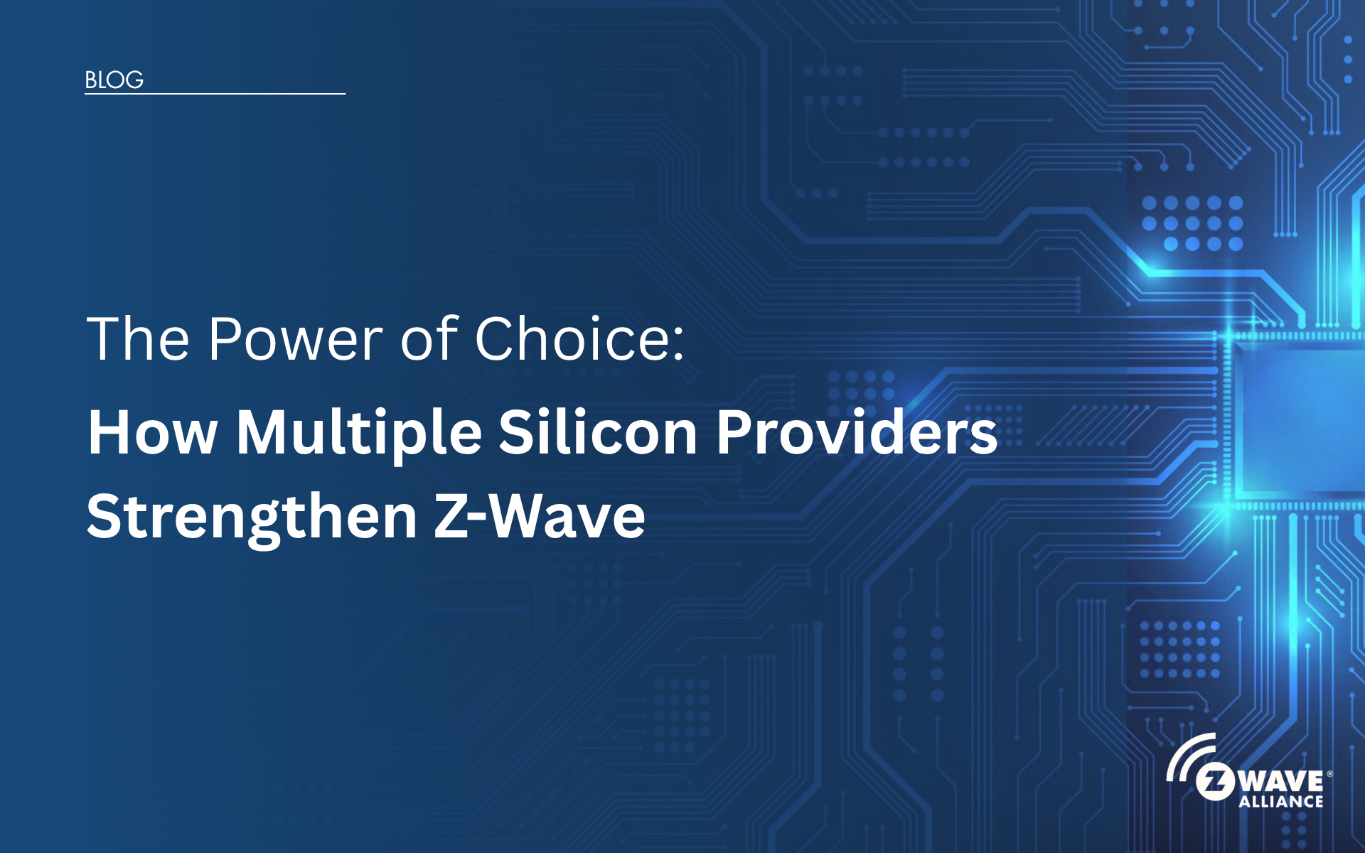 Illustration showing Silicon Labs, Trident IoT, and Semtech strengthening the member-driven Z-Wave ecosystem through Z-Wave Mesh and Z-Wave Long Range.